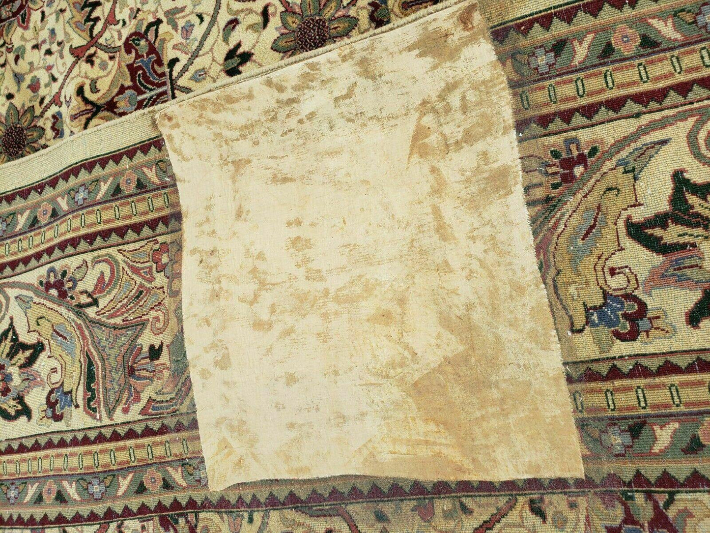 Vintage Indian Agra Hand Knotted Wool Rug 12x18 Organic Dyes Floral Pattern