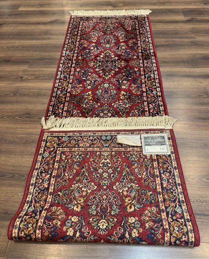 Karastan Red Sarouk Runner Rug 2.6x8.6 Wool Vintage Original 700 Series Number 785