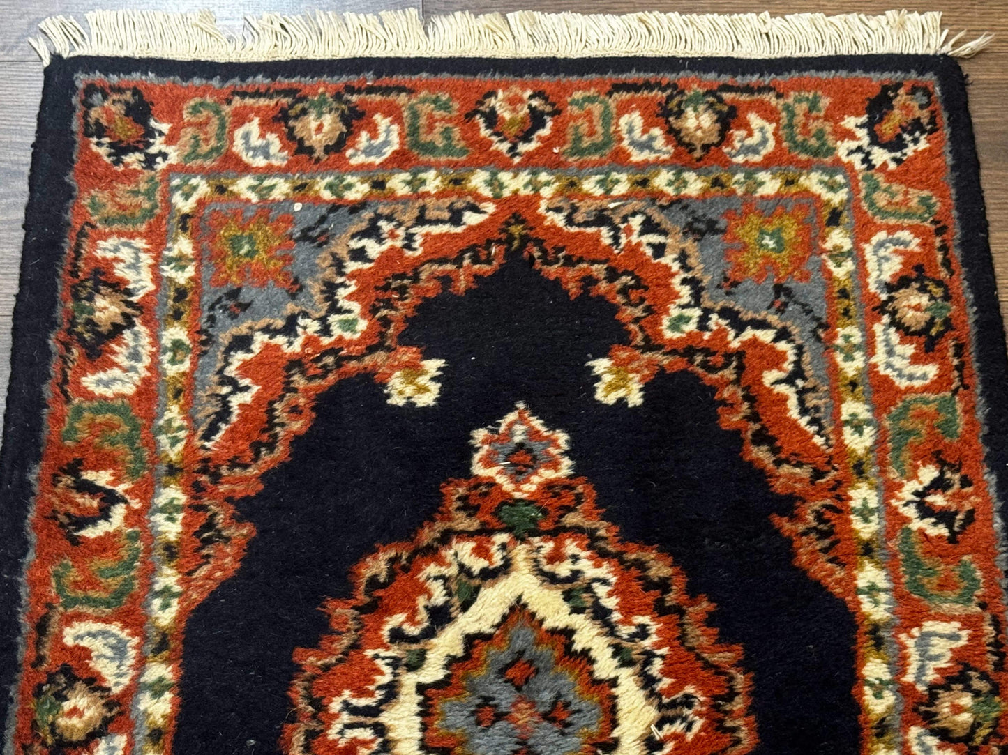 Indo Persian Wool Rug 2x3 Navy Terracotta