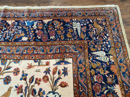 Antique Persian Kashan Tree of Life Rug 10x13 Wool Carpet