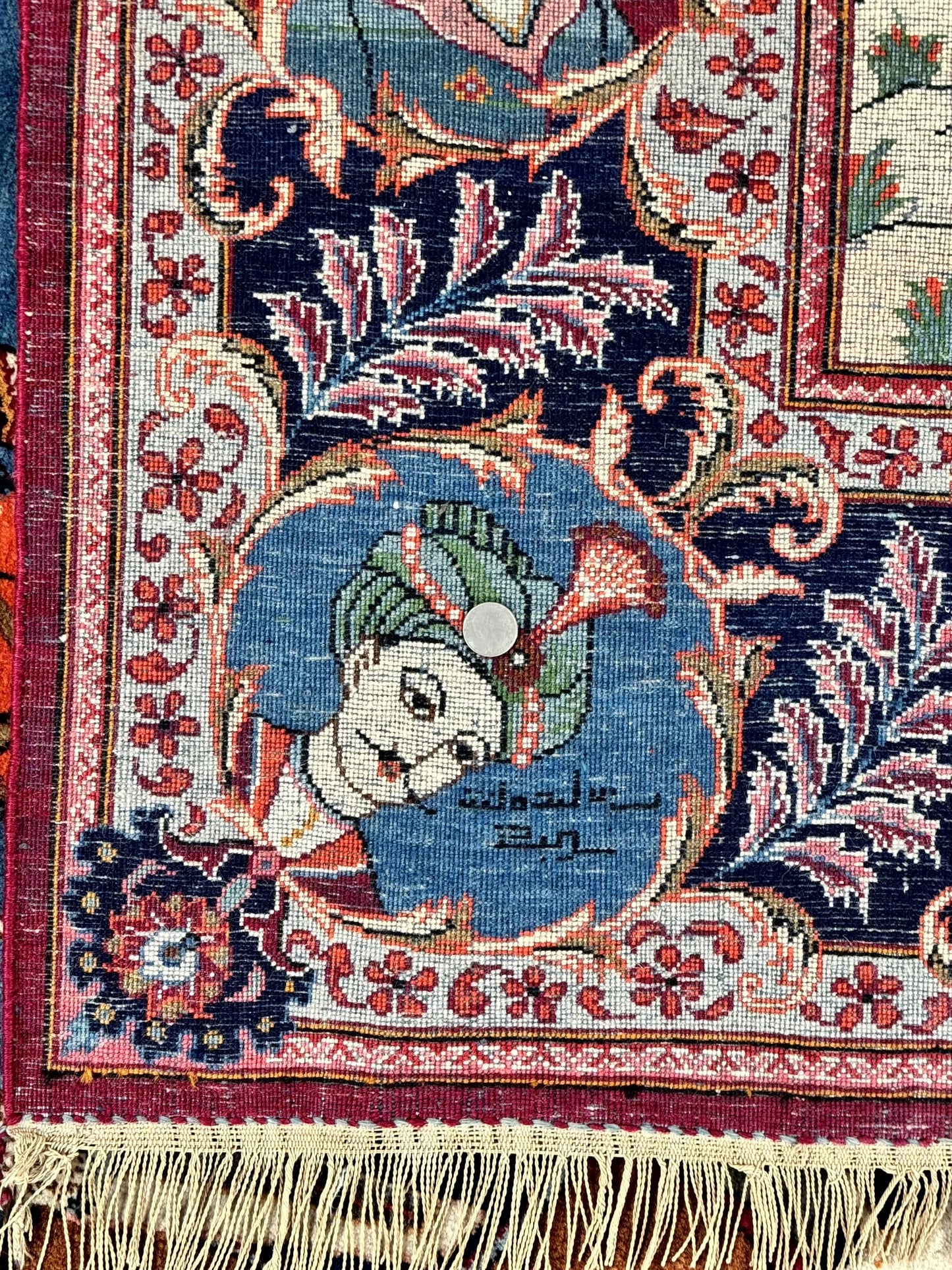 Persian Kashan Pictorial Rug 6x9 Hand Knotted Wool Wall Hanging King Bahram Hunting Scene Antique