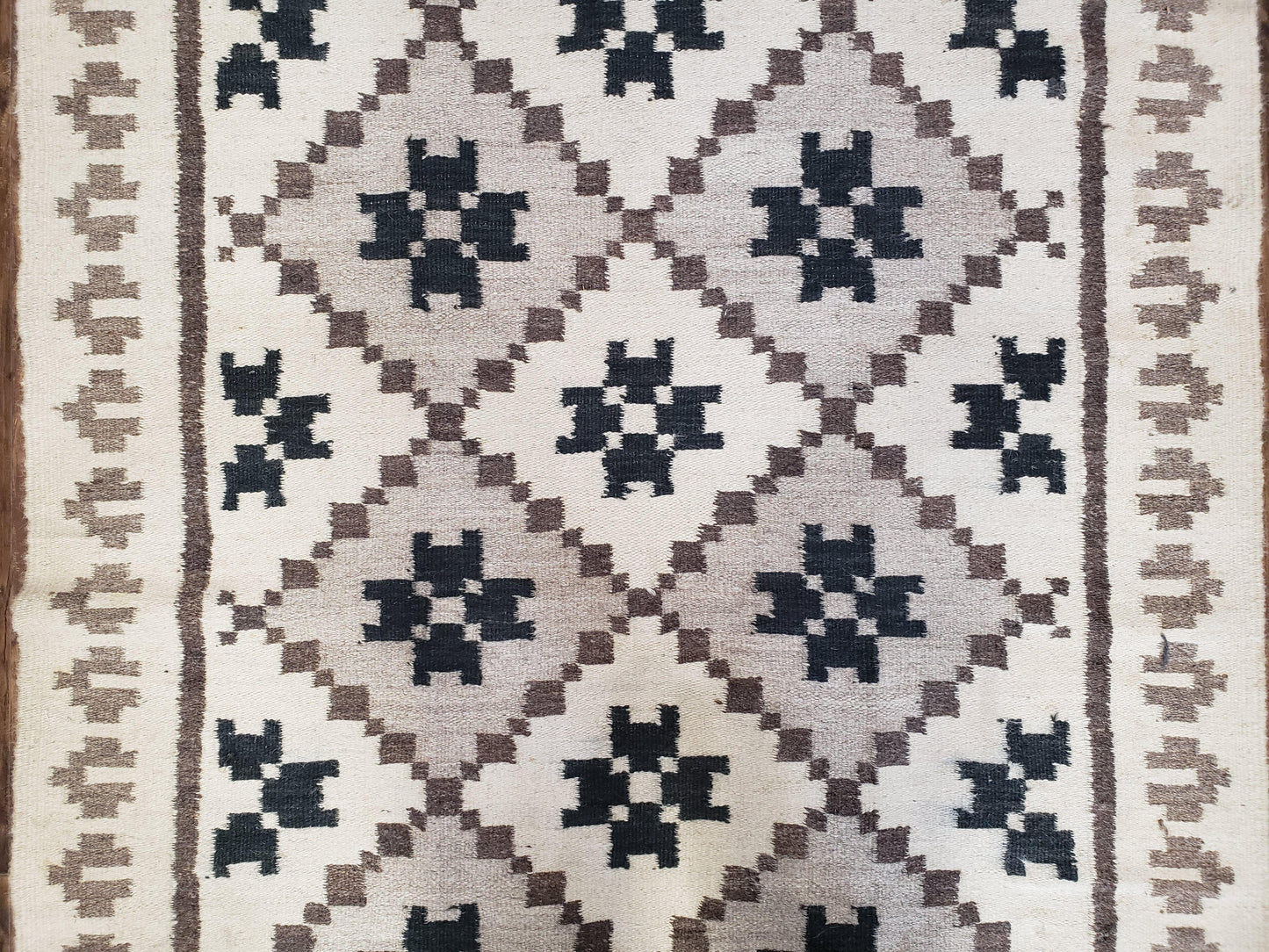 Semi Antique South American Handwoven Wool Kilim Rug 4x8 Runner Diamond Panel
