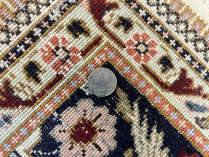 Persian Tabriz Rug Hand Knotted Wool Vintage Carpet 10x13 With Birds And Animal Motifs