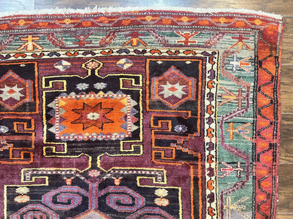 Persian Nahavand Tribal Rug 5x6 Handwoven Wool Geometric Vintage Carpet