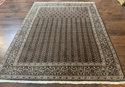 Persian Tabriz Rug 5x7 Black Allover Pattern Handknotted Wool