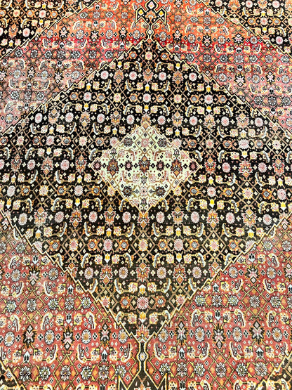 Rare Antique Persian Tabriz Rug 9x12 Handmade Wool Red Herati Pattern