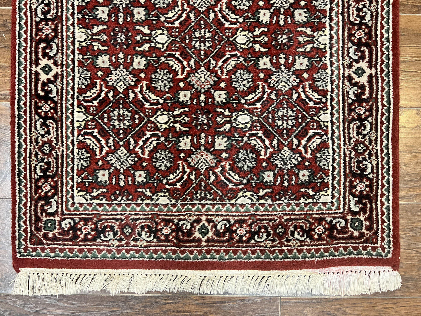 Indo Persian Runner Rug Two Point Seven By Eight Hand Knotted Wool Herati Pattern Oriental Hallway Rug