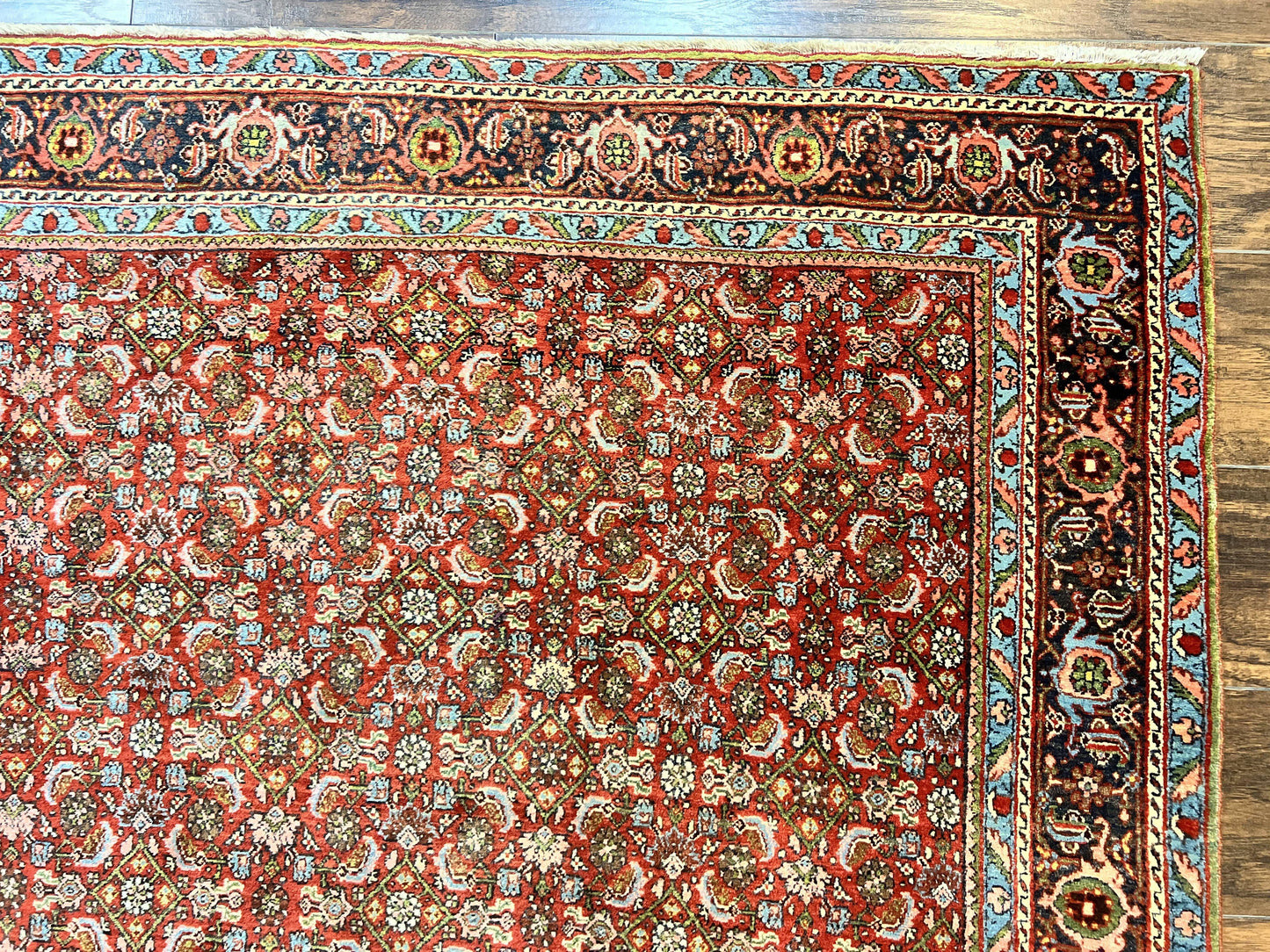 Antique Persian Bidjar Rug 5x7 Hand Knotted Wool Carpet With Herati Pattern