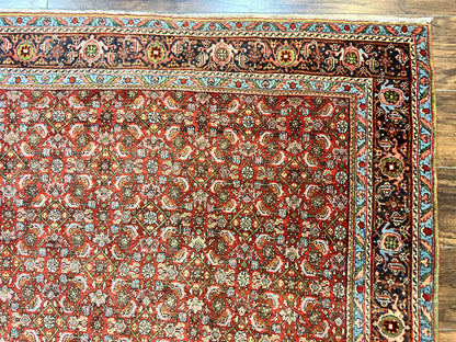 Antique Persian Bidjar Rug 5x7 Hand Knotted Wool Carpet With Herati Pattern