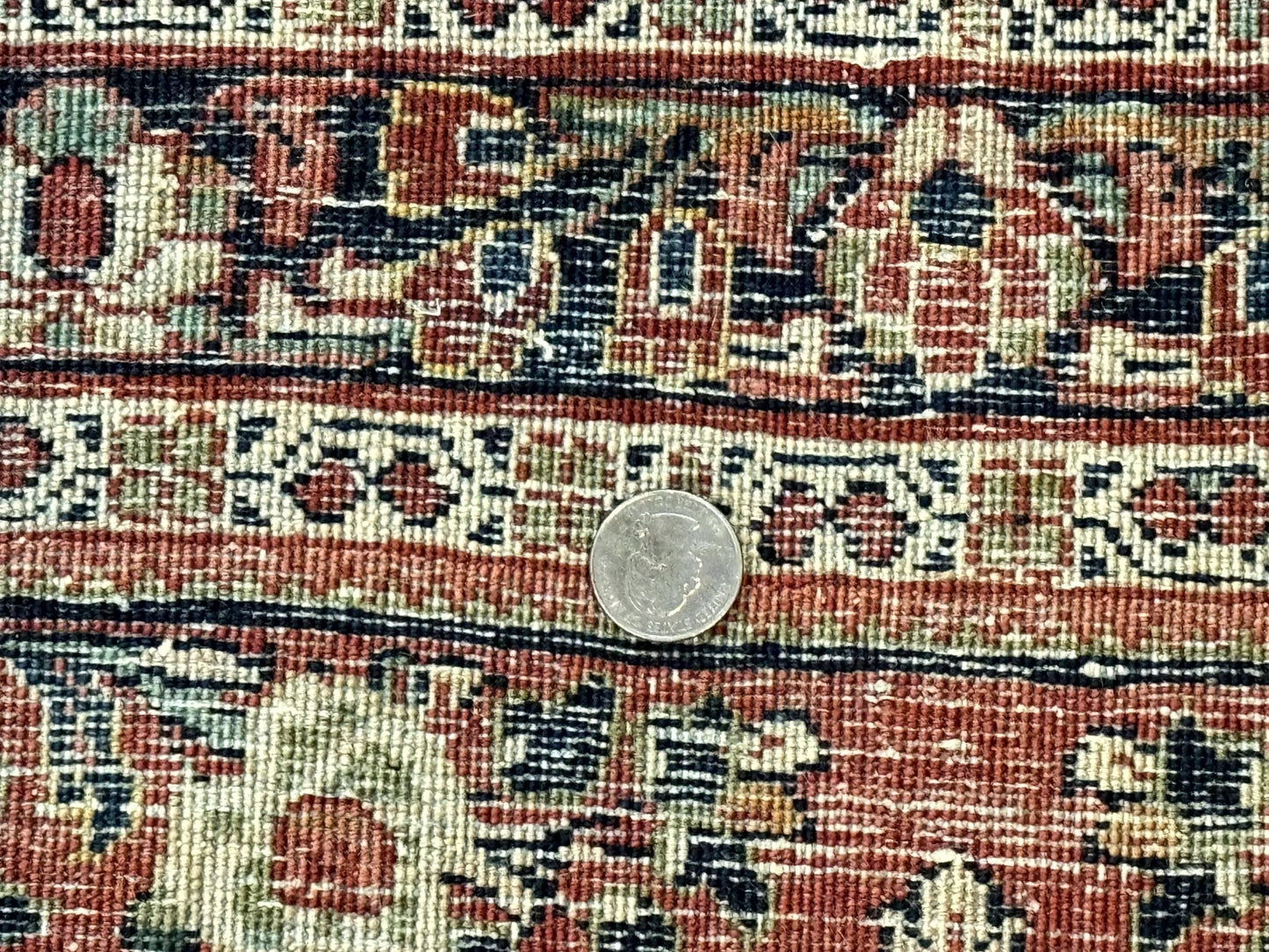 Red Persian Sarouk Rug 3x5.8 Antique Hand Knotted Wool Carpet 210 KPSI