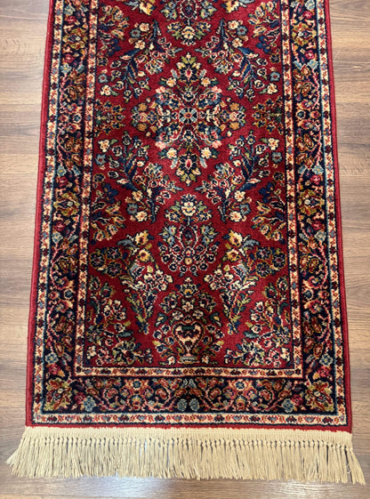 Karastan Red Sarouk Runner Rug 2.6x8.6 Wool Vintage Original 700 Series Number 785