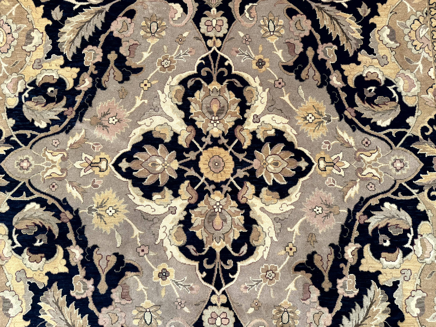 Handmade Wool Rug 8x10 Traditional Oriental Black and Beige Nourison