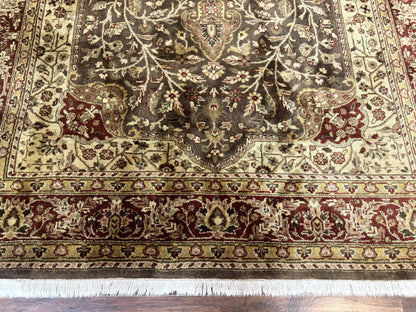 Indo Persian Rug 6x9 Handmade Wool Vintage Floral Cross Pattern