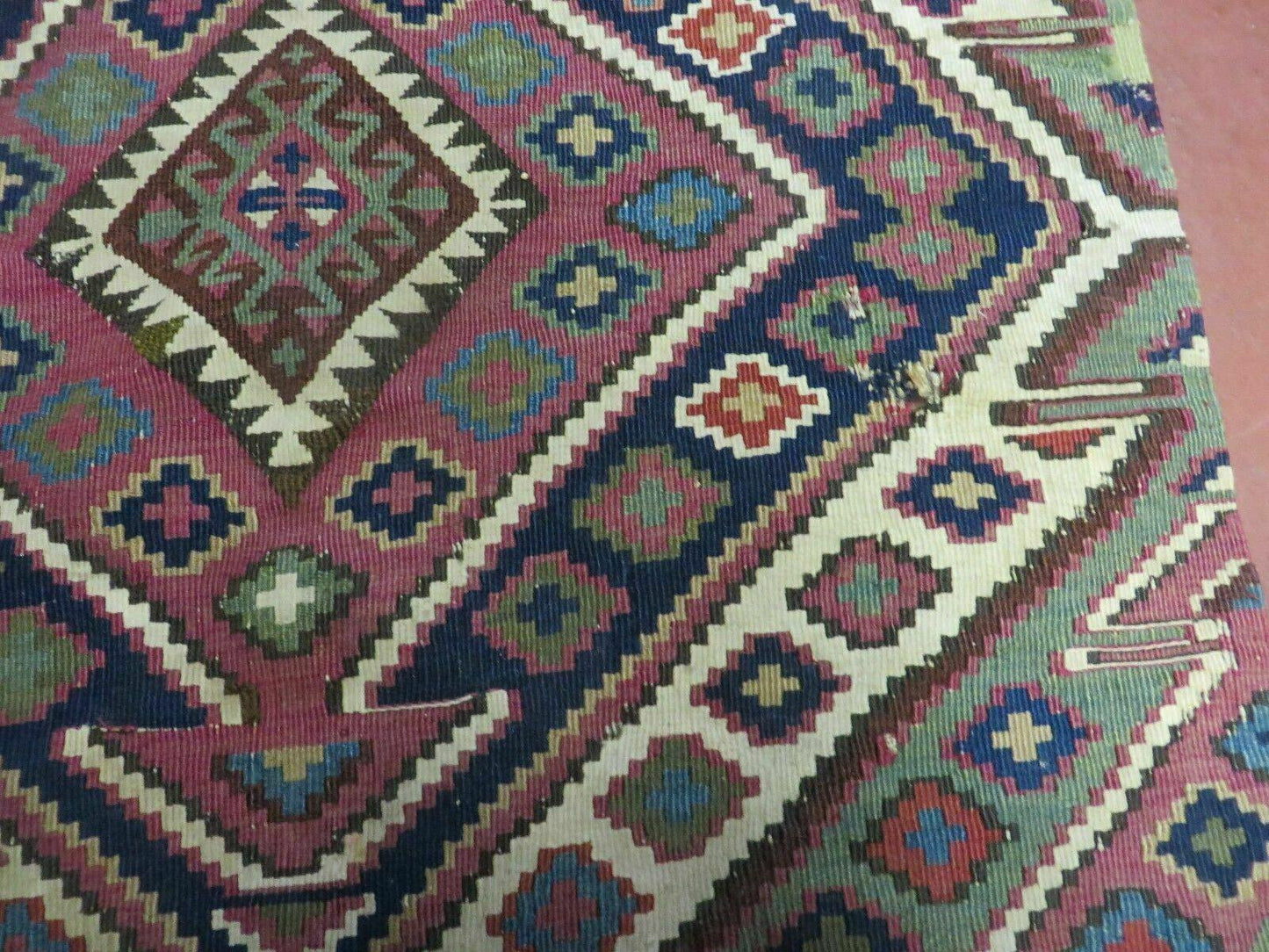 Antique Handmade Kilim Shirvan Caucasian Bagface Rug 25x52 Inches Wool