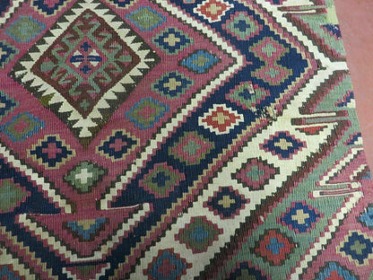 Antique Handmade Kilim Shirvan Caucasian Bagface Rug 25x52 Inches Wool