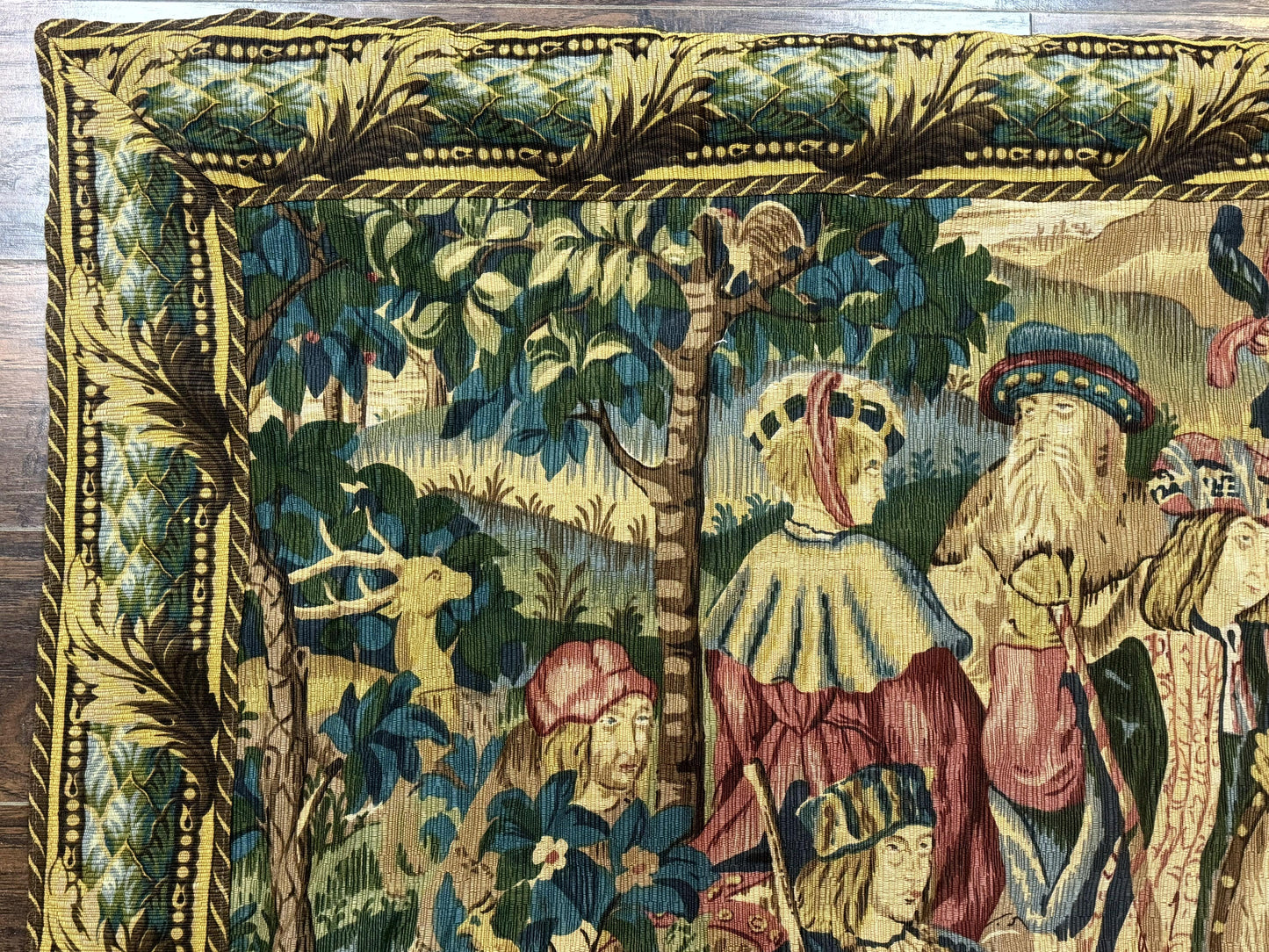 Vintage European Tapestry The Royal Hunt 5.5 x 8 Loomed Wool Cotton Wall Art