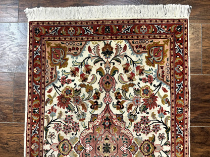 Small Persian Tabriz Rug 2x3 Floral Medallion Wool Silk Handmade Hand Knotted