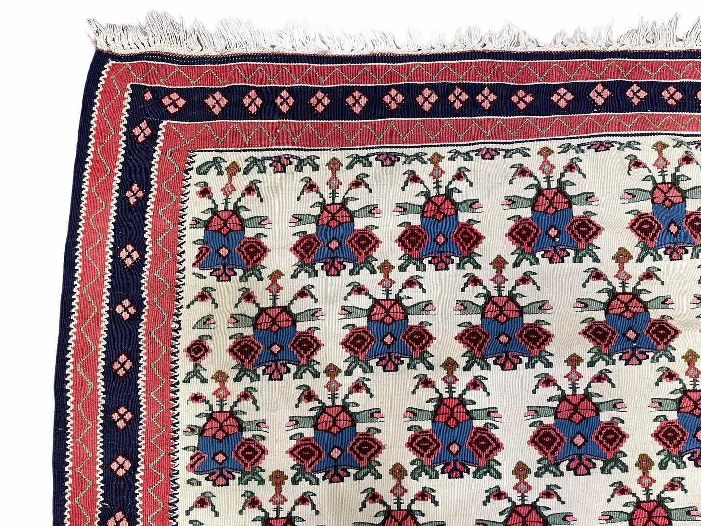 Vintage Kurdish Kilim Rug 3x5 Handwoven Heirloom Flatweave Collectible Beige