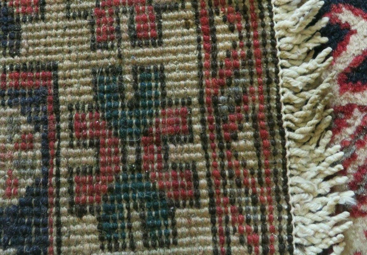 Persian Runner Rug 3.5 x 10.7 Navy Blue Karajeh Heriz Wool Geometric Medallions