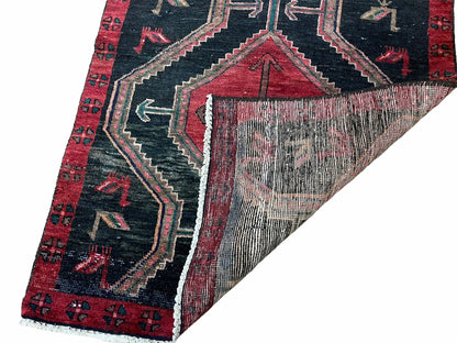 Handmade Wool Tribal Runner Rug 3X7 Geometric Boho Red Blue Organic Dyes