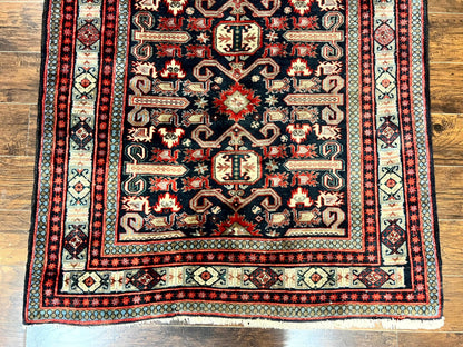 Persian Runner Rug 4.8x10 Antique Handmade Wool Kalegi Ardabil Tribal Navy Red