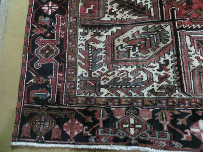 Persian Heriz Rug 8x12 Hand Knotted Wool Geometric Medallion Room Size Carpet