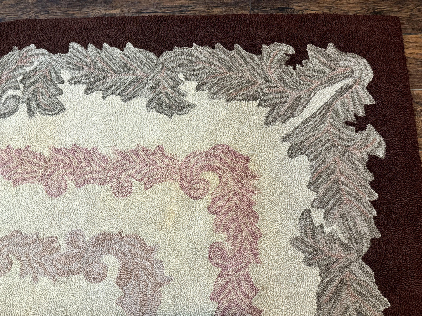 American Hand Hooked Rug 9x12 Vintage Aubusson Wool Carpet