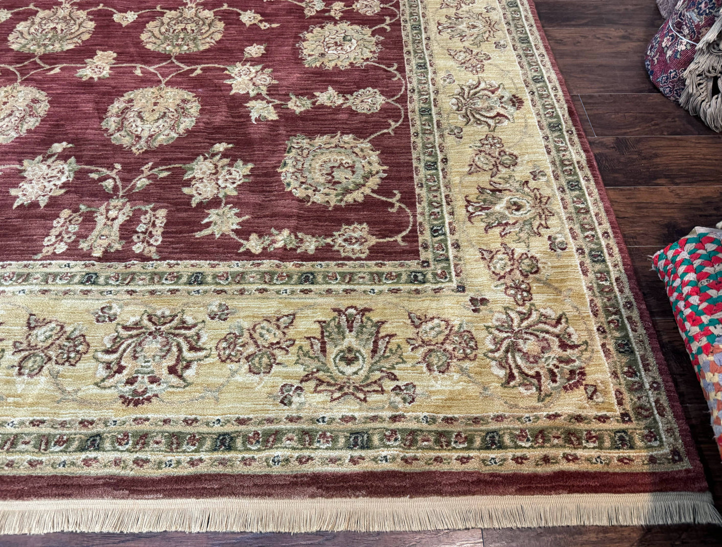 Traditional Wool Oriental Rug 9x13 Power Loomed Burgundy Carpet