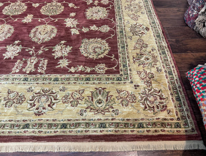 Traditional Wool Oriental Rug 9x13 Power Loomed Burgundy Carpet