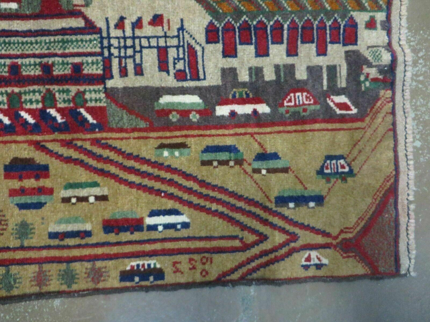 Afghan Balouch Wool Pictorial Rug 3x5 Handmade Vintage Tribal Design