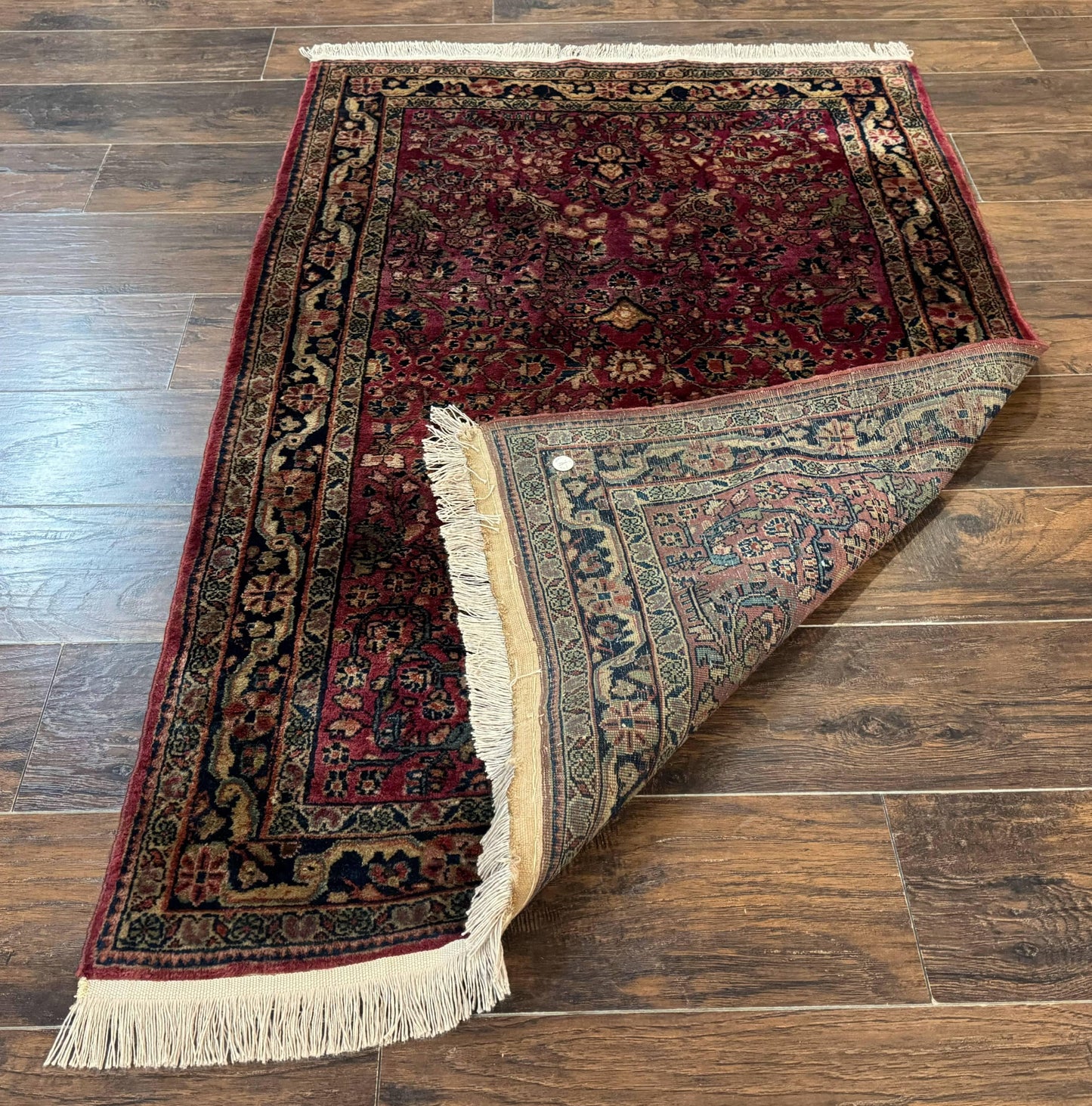 Persian Sarouk Rug 3x5 Antique Carpet With Medallion Field