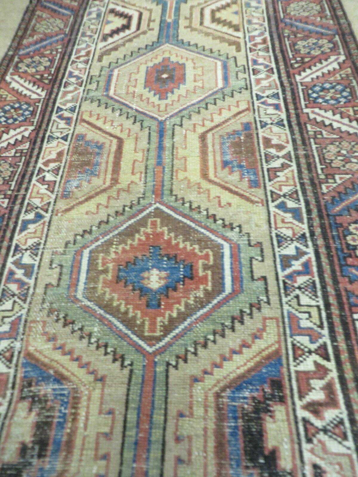 Turkish Wool Rug Runner Antique Hand Made 3 Ft 4 In By 12 Ft Camel Hair