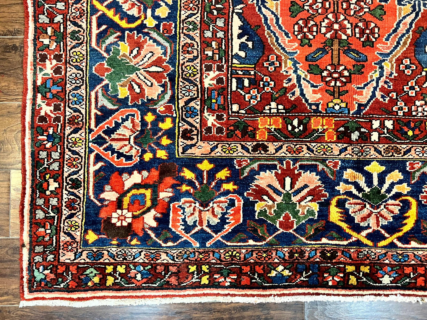 Persian Bakhtiari Rug 10x14 Hand Knotted Rare Tribal Carpet Red Blue Ivory Multicolor