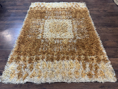 Vintage Rya Shag Rug 5.5 x 7.7 Feet Wool Area Rug for Living Room