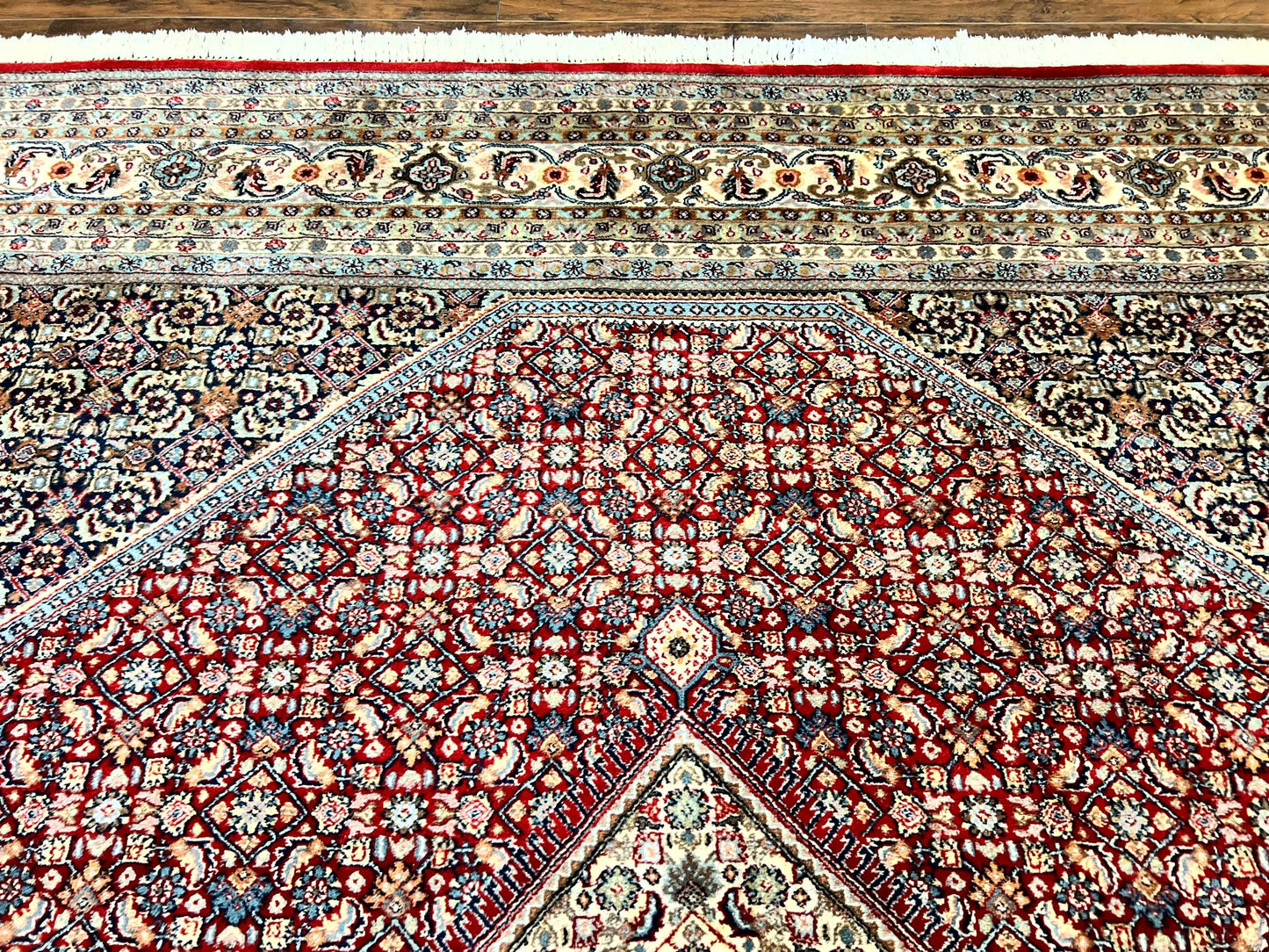 Bidjar Rug Square 10x10 Indo Persian Handmade Wool Carpet Red Vintage