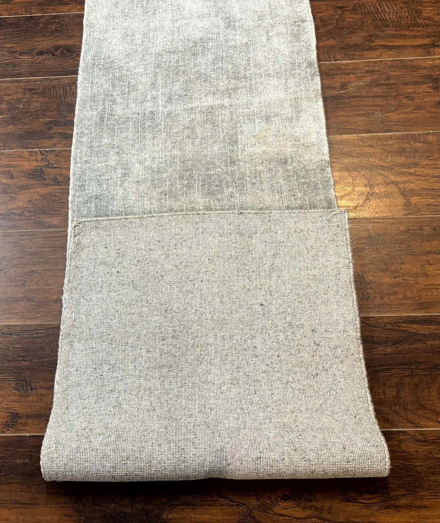 Tibetan Runner Rug Modern Wool And Silk Highlights Gray Silver Hallway Kitchen Narrow Runner
