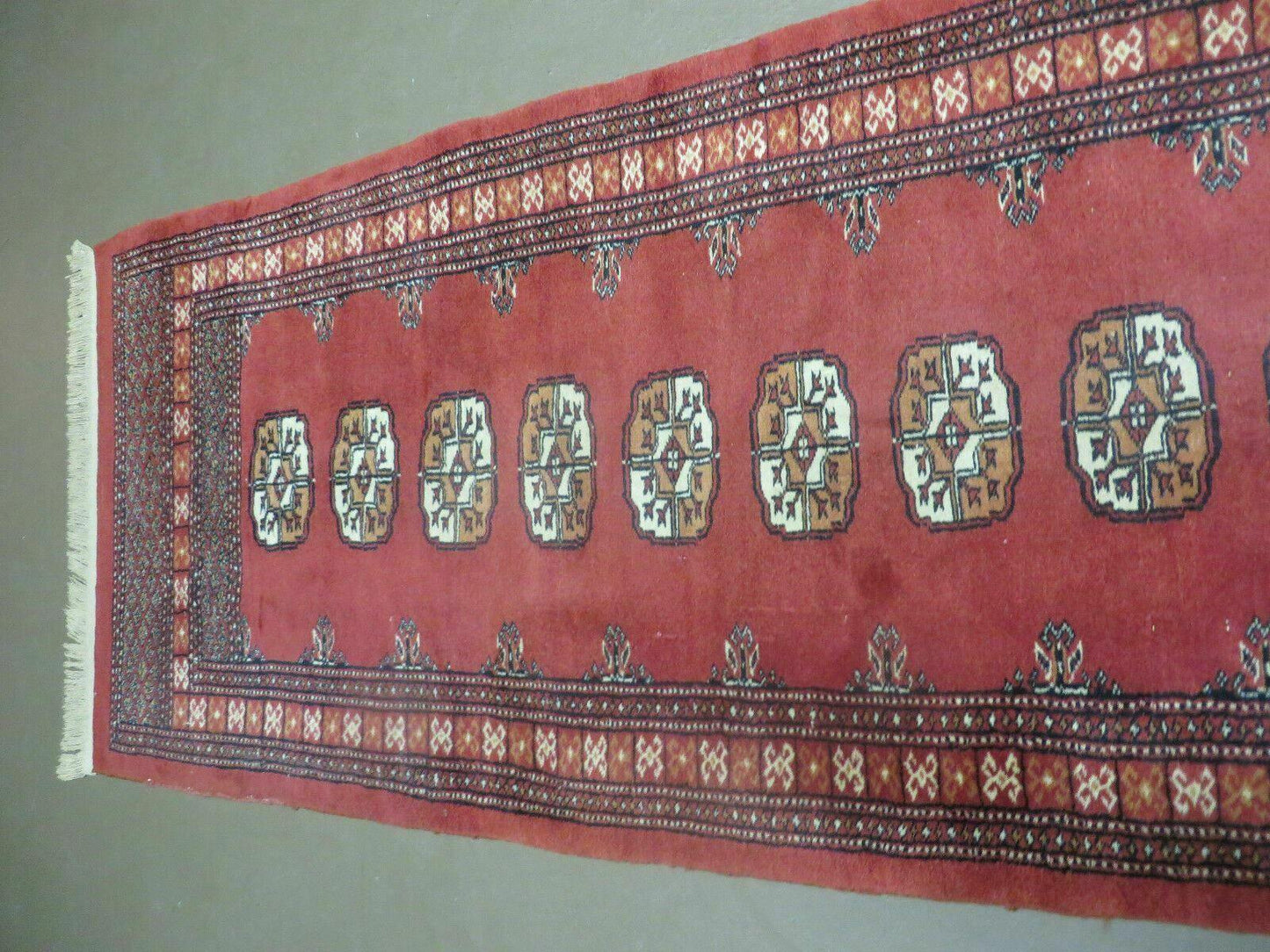 Vintage Bokhara Turkoman Rug Handmade Pakistani Wool Runner 2 ft 8 in by 9 ft 9 in