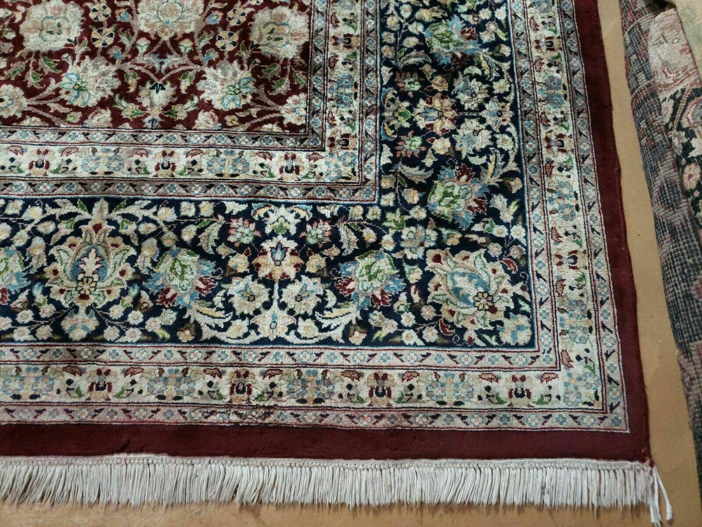 Handmade Sino Persian Rug 9x12 Floral Allover Tabriz Design Maroon And Navy