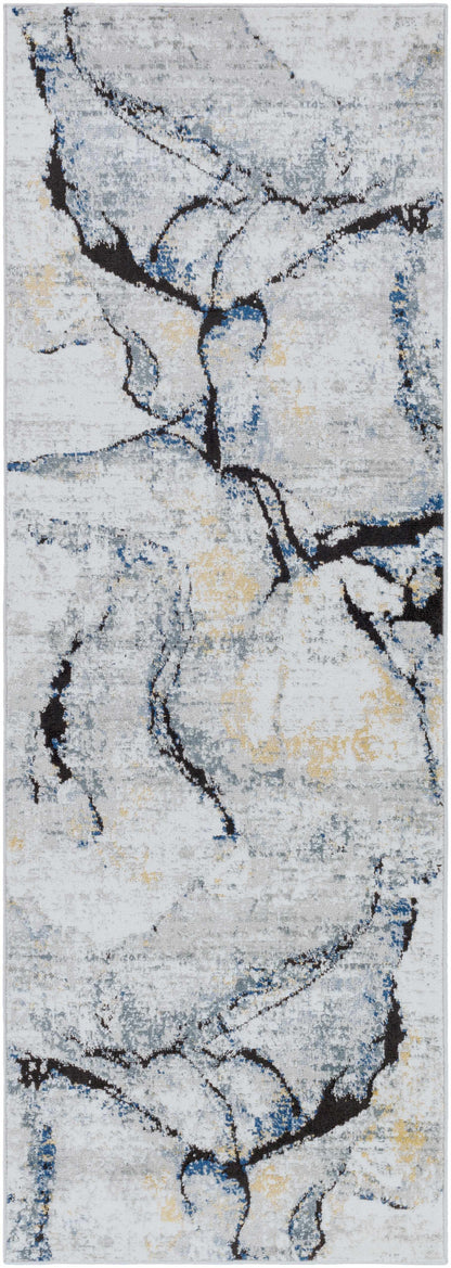 Fremantle Gray Marble Area Rug - Elegant Modern Living Room Decor