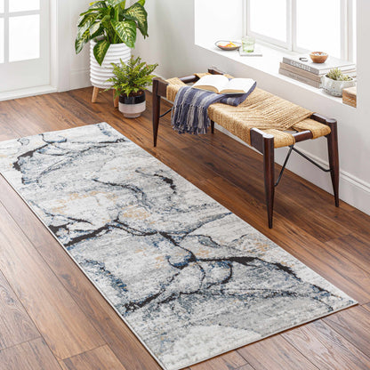 Fremantle Gray Marble Area Rug - Elegant Modern Living Room Decor