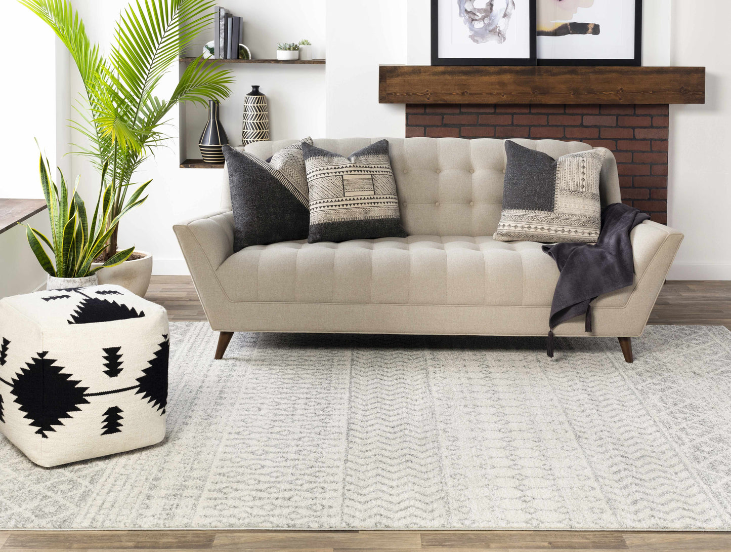 Gray Area Rug - Modern Cozy Living Room Decor