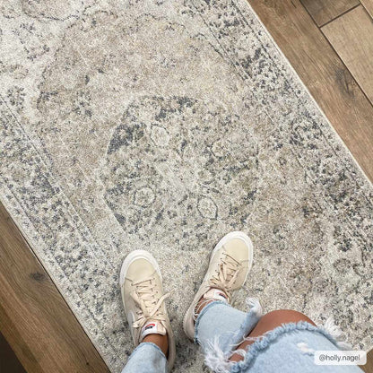 Beige Washable Flat Pile Rug - Stylish Home Décor