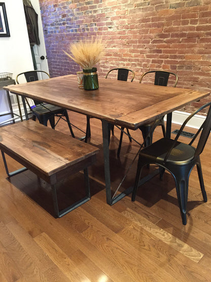 Rustic Industrial Maple Dining Table With Handmade Metal Legs