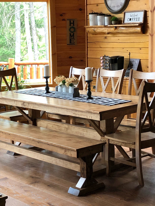 Double X Back Chair Farmhouse Dining Chair Pair With Tables Sturdy Wood Seat