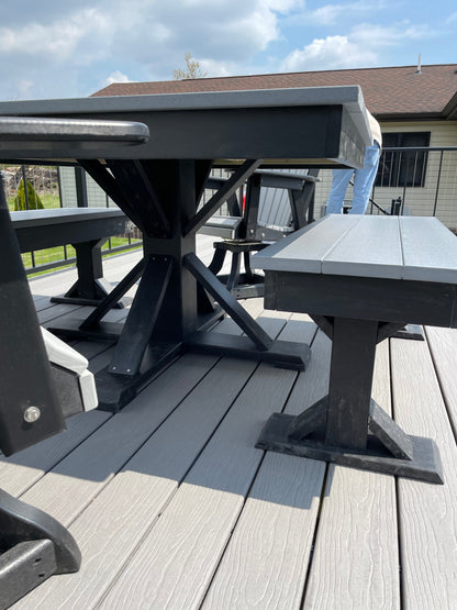 Trestle X Outdoor Square Dining Table Poly Construction for Patio