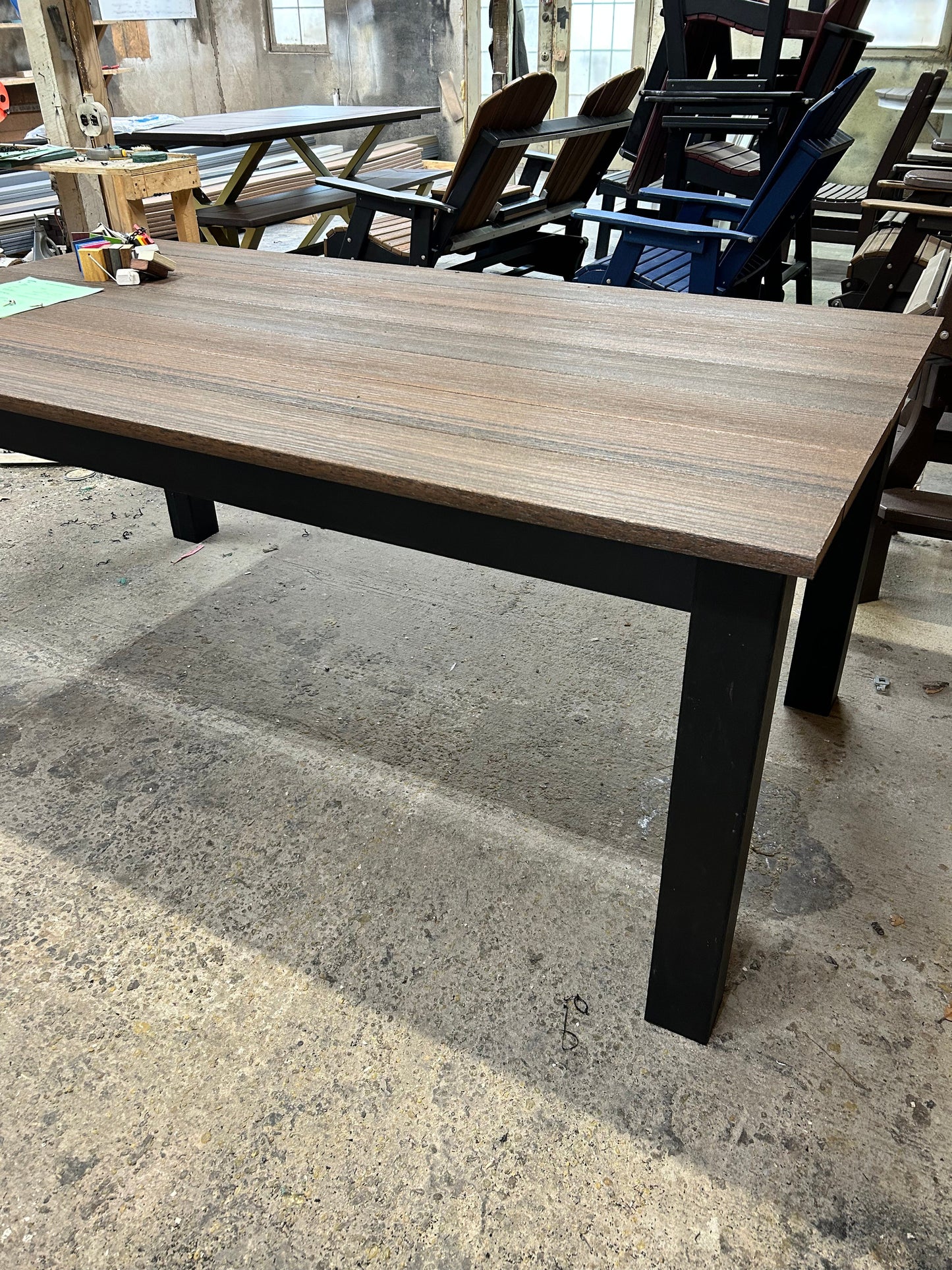 Post Leg Outdoor Dining Table Custom Made For Patio Durability And Weather Resistance