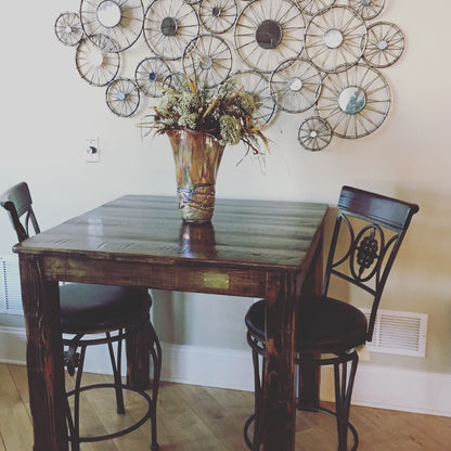 Square Farmhouse Dining Table With Post Legs Handcrafted Solid Hardwood