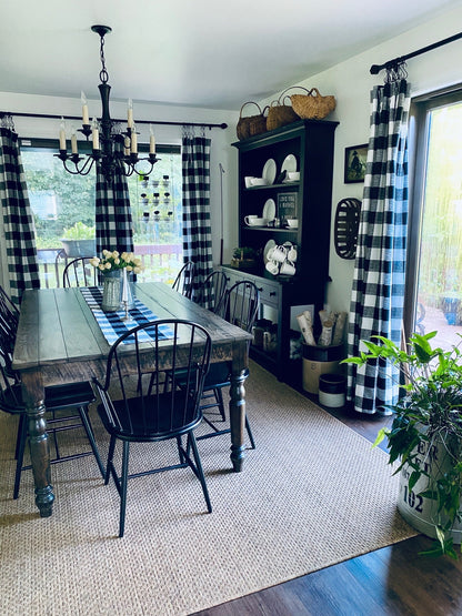 Thick Spindle Farmhouse Dining Table Handmade Custom Built Rustic Wood