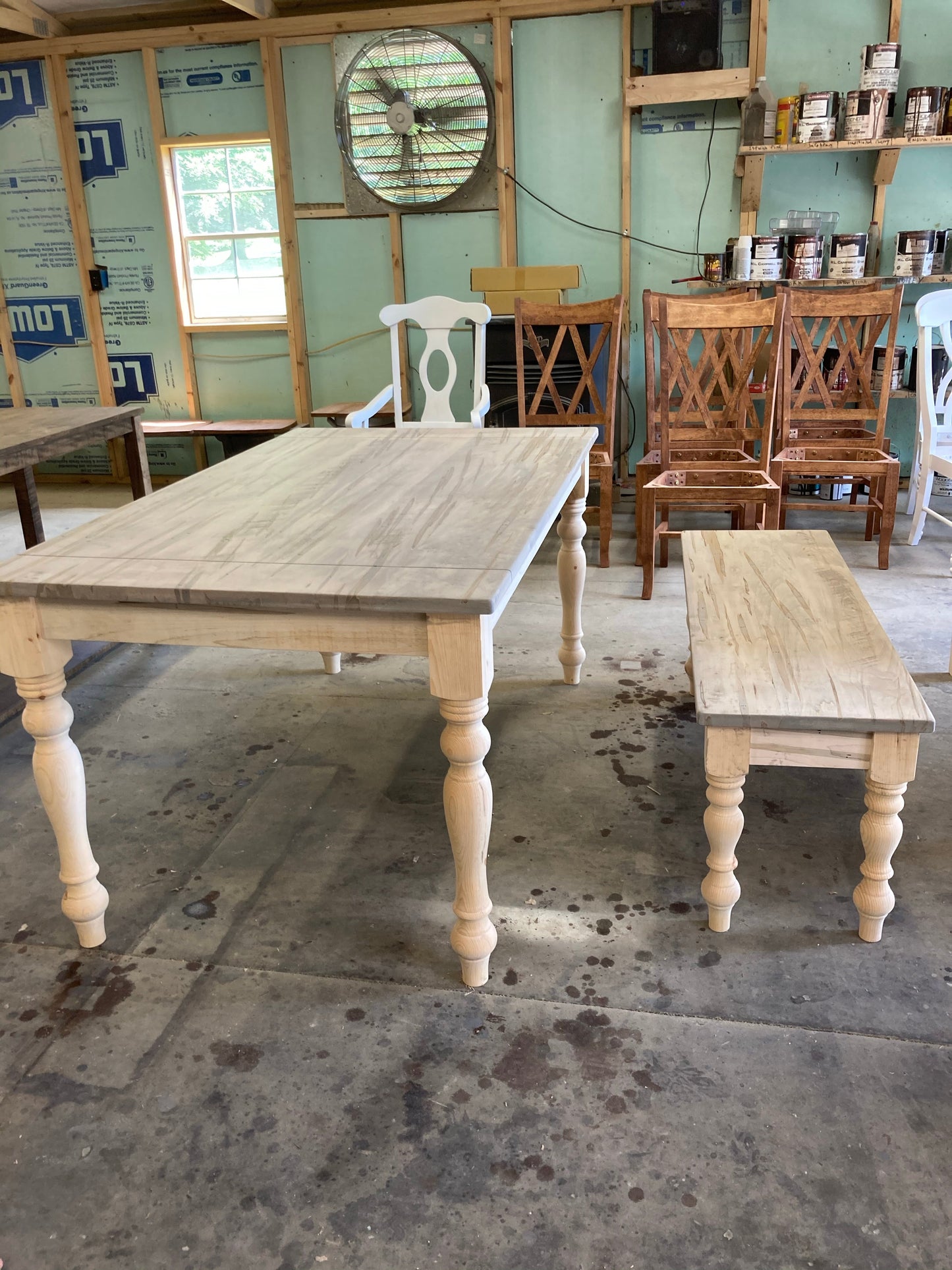 Thick Spindle Leg Bench 18 Inch High Designed To Pair With Thick Spindle Leg Table