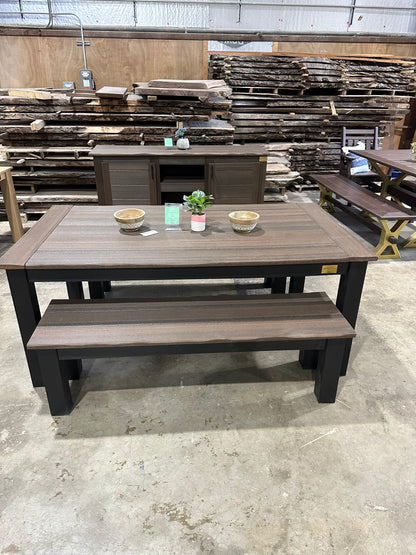 Post Leg Outdoor Dining Table Custom Made For Patio Durability And Weather Resistance